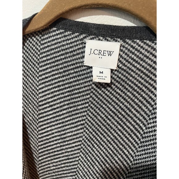 J Crew Vanessa Sweater Jacket Women’s Medium Black Herringbone Open Cardigan - Picture 3 of 7